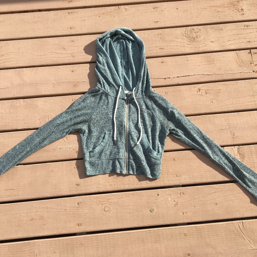 Out from Under Light Blue Cropped Cozy Hoodie